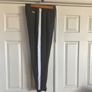 Michael Kors Women’s Green and White Track Pants. Dressy casual.